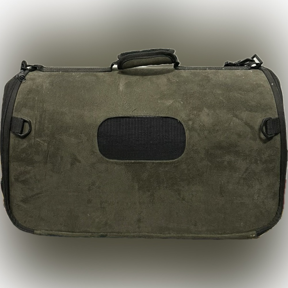 Pet Carrier Green Suede Material